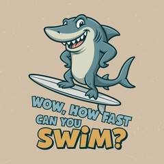 Wow, how fast can you swim? -  Tee Design For Printing. Good For Poster, Wallpaper, T-Shirt, Gift.