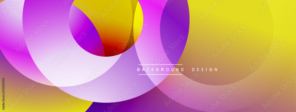 Poster Abstract colorful circles overlap. Gradient shades create dynamic visual effect. Modern design element for backgrounds, banners.