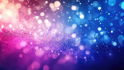 A gradient background of purple, pink, and blue with sparkling bokeh lights
