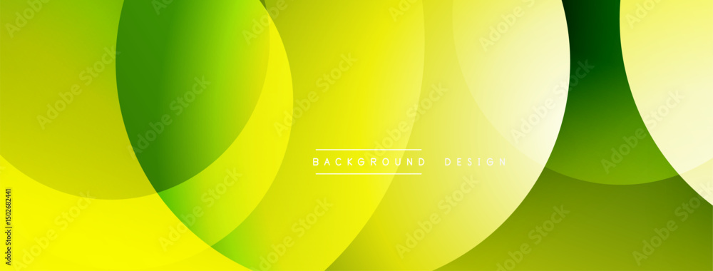 Leinwandbilder Abstract background features overlapping circles. Gradient shades of green, yellow create dynamic visual effect. Simple design, modern aesthetic.