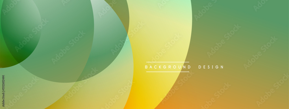 Poster abstract background features overlapping circles. colors transition from green to yellow, creating s