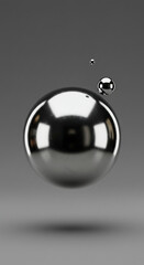 Chrome spheres metallic balls reflective surfaces abstract background 3D rendering grayscale image