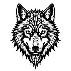 Fierce tribal wolf head design in bold black lines and symmetrical style artwork high resolution photo