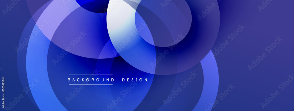 Aufkleber Abstract blue background. Overlapping circles create dynamic visual effect. Modern design elements present smooth gradients.