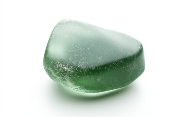 Green sea glass gem, close up view for jewelry, craft projects, and artistic design use cases