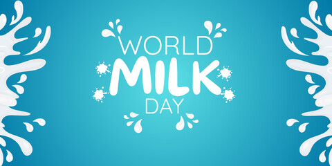 1st june World Milk Day. globe milk splashed with a glass of milk, as world milk day creative banner, poster, social media post 0101