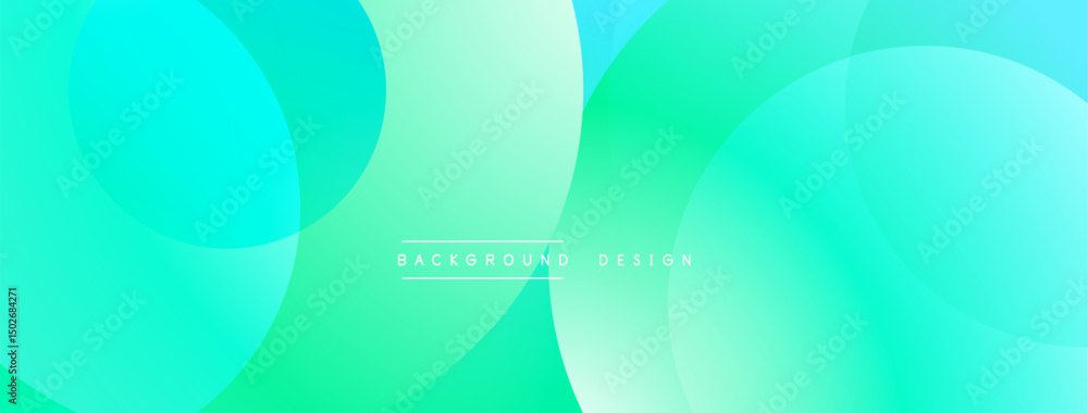 Aufkleber Abstract gradient background. Overlapping circles create soft, flowing visual effect. Light turquoise, green hues dominate composition. Minimalist design.