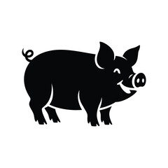 Smiling Pig Silhouette vector Art & Illustration