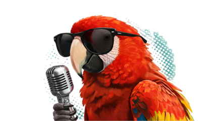 Parrot with Microphone and Sunglasses