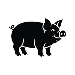 Smiling Pig Silhouette vector Art & Illustration