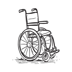 Fototapeta premium Simple line drawing of wheelchair for accessibility concepts