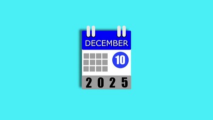December calendar icon animation. December 10, 2025 calendar. Increase your productivity with the help of calendar.