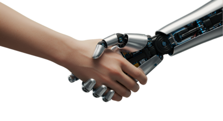 Human and Robot Handshake on Transparent Background
