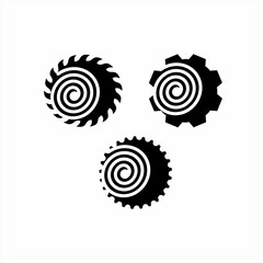 Unique moon logo design with gear and saw blade elements.