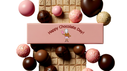Chocolate Easter eggs, ribbons have been combined with the suggested context by tags holidays, festivals, decorations.