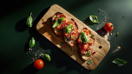 Wooden cutting board with three slices of bread on it. the bread appears to be toasted and has a golden brown crust.