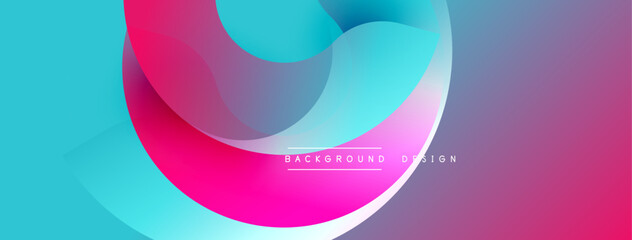Abstract fluid shapes, vibrant colors blend. Modern design, dynamic composition, smooth gradients create visual interest. Background suggests innovation.
