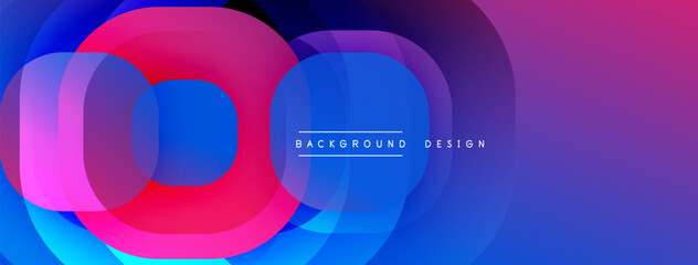 Abstract colorful layers create dynamic visual effect. Gradient hues blend, forming circular shapes. Modern design suitable for backgrounds.