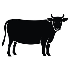   cow silhouette vector illustration art black and white