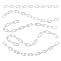 Silver Metal Chain on White Background. Strong Metal Chain Element Design.