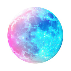 pink and blue moon illustration on transparent background.