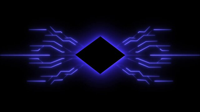 Advanced Futuristic CPU chip set and electric circuit with data transfer moving on dark background Neon glowing futuristic cyberspace technology background template.