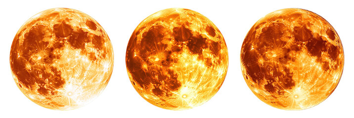 full orange moon set on transparent background.