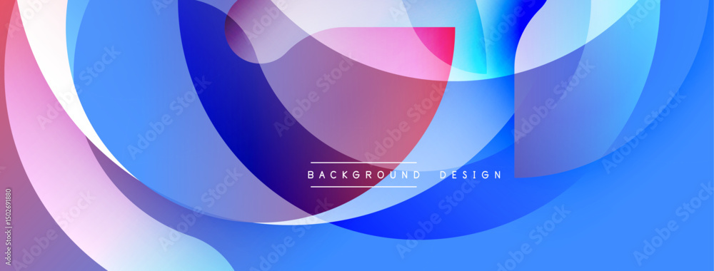 Aufkleber abstract fluid shapes overlap, creating vibrant blue, pink gradients. modern design features text ba