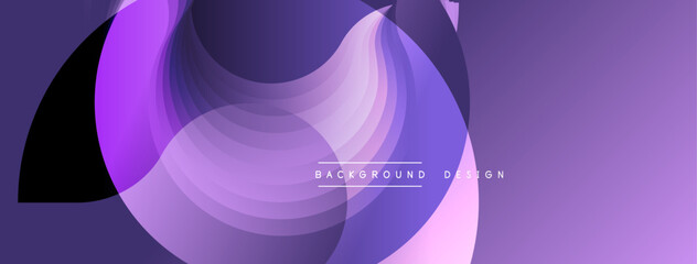 Abstract purple design features flowing shapes, gradients. Modern background ideal for digital projects, presentations. Smooth curves create dynamic visual effect.