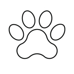 paw print of dog outline icon on white background