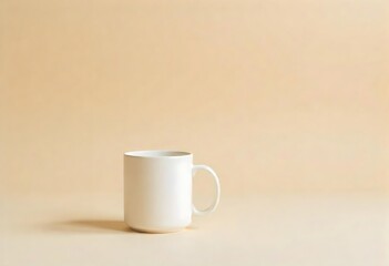 Generative AI Creation Single white mug on a peach color background