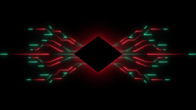Advanced Futuristic CPU chip set and electric circuit with data transfer moving on dark background Neon glowing futuristic cyberspace technology background template.