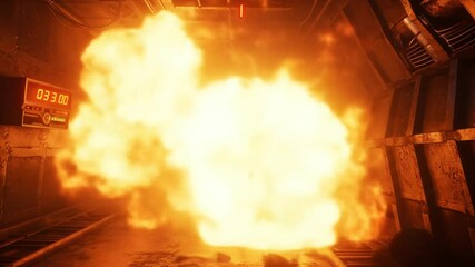 Dramatic explosion in industrial tunnel - Powered by Adobe
