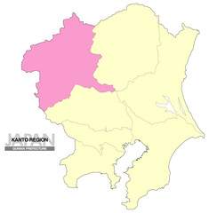 日本地図 関東地方 群馬県 県境有り 02