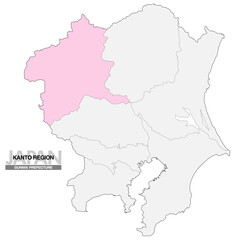 日本地図 関東地方 群馬県 県境有り 03