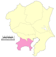 日本地図 関東地方 神奈川県 県境有り 02