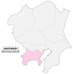 日本地図 関東地方 神奈川県 県境有り 03