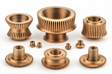 Precision Machined Bronze Gears A Set of Interlocking Components for Industrial Applications