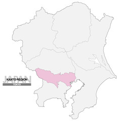 日本地図 関東地方 東京都 県境有り 03