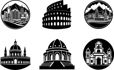 Minimal Metro Skyline Set with Skyscraper Variations