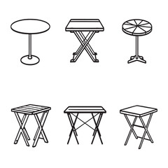 Minimalist line drawing of a modern patio table