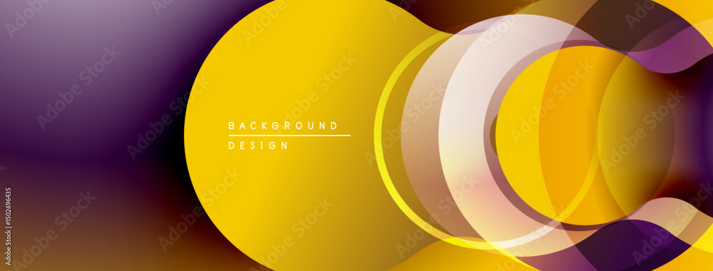 Leinwandbilder abstract yellow, purple layers create modern design. smooth gradients, overlapping shapes offer dyna