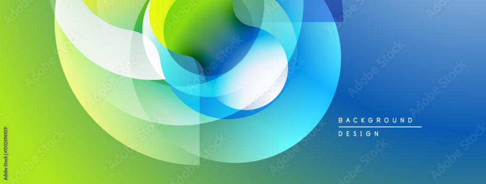 Fototapete abstract colorful design. overlapping translucent shapes create dynamic visual effect. gradient blen