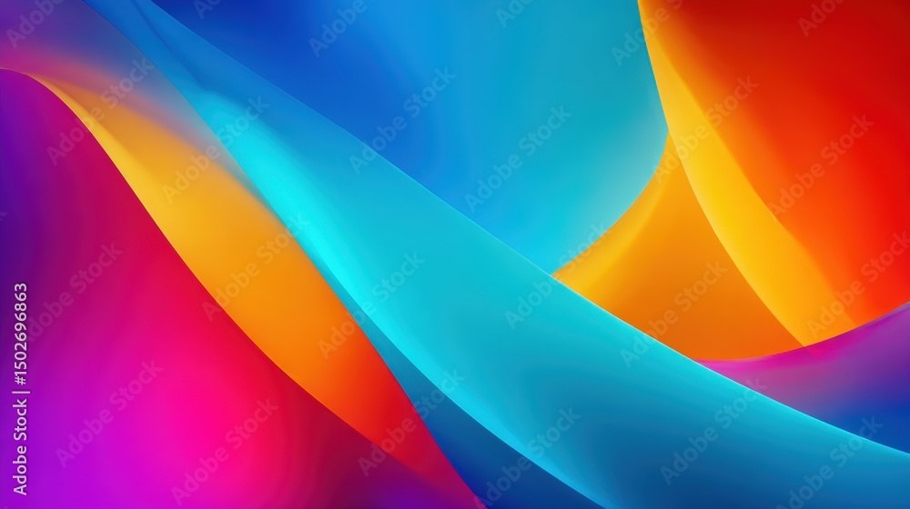 Poster close-up of a vibrant, colorful abstract background featuring smooth curved shapes and dynamic flow.