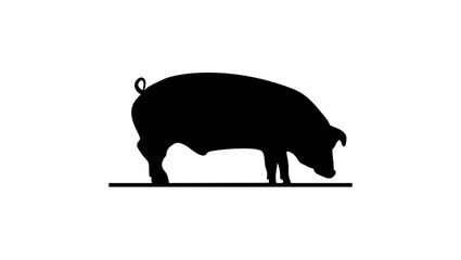 Hereford pig, black isolated silhouette