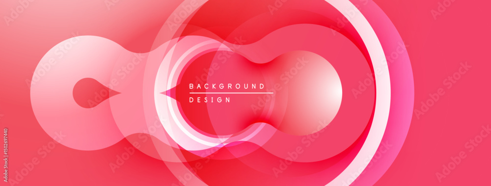 Aufkleber Abstract red design features overlapping circles. Gradient shades create depth, modern aesthetic. Minimalist composition, smooth transitions.
