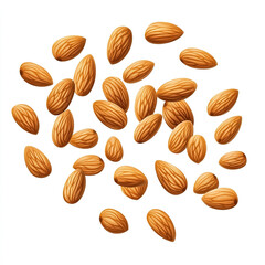 Flying Almond Nuts Isolated on White Background