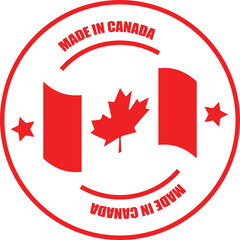 Made in Canada label, vector illustration with flag