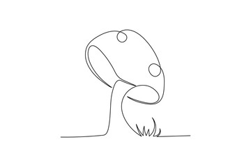 Mushroom continuous one single line art of Nature mushroom vector art illustration
