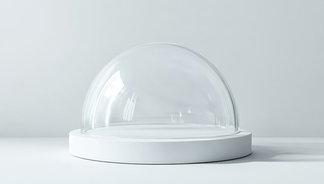 Clear glass dome on white pedestal - Powered by Adobe